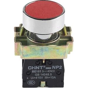 Chint NP2BA42 Painonappi 22mm, 1 NC, metallinen, punainen 573890