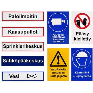 Opastekyltit ja tarrat